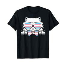 Transgender Cat Trans Pride Flag LGBTQ Gender Equality T-Shirt - Black - View 5