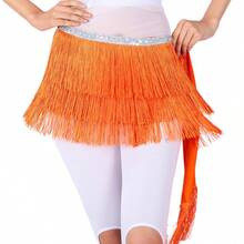 1pc Latin Dance Tassel Hip Scarf, Belly Dance Waist Chain With Fringe, Shimmering Tassel Waist Belt For Shaking Hip, Carnival Party Costume Accessoryt, Suitable For Women's Dance Costumes, Beach Music Festival Shiny Dress - Multicolor - View 4