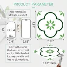 MORCART 20厘米 x 20厘米自粘地板砖，20片装自粘DIY乙烯基地板，可移除防水瓷砖贴纸，适用于卧室、客厅、浴室、厨房和楼梯。 - 彩色 - 查看 15