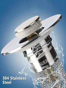 1/2pcs Bounce-Back Sink Drain Plug, Chrome Plated Plastic Body, Pop-Up Bathroom Sink Stopper With Hair Catcher & Drain Strainer, Fits 3.4-4.0cm Drain, Removable & Easy To Clean Basket, Prevents Clogging And Jewelry Loss - Silver - View 7