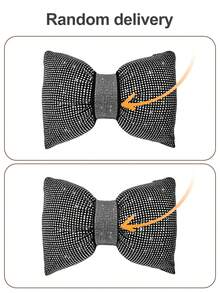 2pcs/Set 1pc Shiny Car Pillow - Car Headrest Bow Neck Support Pillow, Suitable For Drivers, With Rhinestone Bow Neck Support Cushion, Sleep Travel Neck Support Pillow, Suitable Rhinestone Car Interior Accessories For Women - Style a - View 12