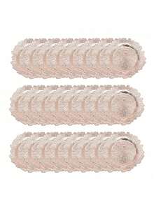 CNCEST 24 Pack Charger Plates, Bulk Plastic Plate Chargers With Floral Reef Design Round Ruffled Rim Dinner Charger Plates - For Dinner Plates,Wedding,Party Elegant Decoration Place Mats (Rose Gold) - 玫瑰金 - 查看 12