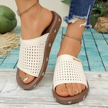 1 Pair Teenagers' Summer Indoor Slippers, Outdoor Beach Sandals - White - View 5