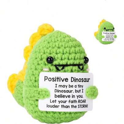 1 stuk positieve energie dinosaurus dierencadeau - Leuk handgemaakt dinosauruscadeau om angst te verlichten, aan te moedigen en de mentale gezondheid te bevorderen, geschikt voor tieners, vrienden en cheerleaders.