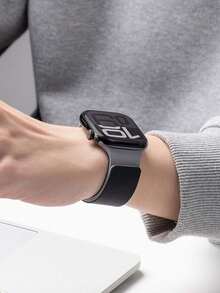 Huastonband 適用於 42mm 38mm 40mm 41mm 44mm 45mm 46mm 49mm，1件中性荔枝紋理矽膠磁吸錶帶，柔軟防汗防滑運動矽膠錶帶，適合 Series Ultra2、Ultra SE2、SE 11、10、9、8、7、6、5、4、3、2、1，送給朋友的派對、聚會、海灘、旅行禮物，中性配件，聖帕特里克節 - 黑灰色 - 查看 8