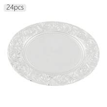 WUPYI 24-Piece Plate Set, Round Packaging Tray, Reusable Tableware Set, Recessed Base, For Birthday Parties, Weddings, Restaurants, And Home Use, 33 Cm Diameter (Silver) - SILVER. - View 6