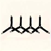4pcs Adjustable Elastic Bed Sheet Fasteners With Transparent Clips, Non-Slip Easy-To-Clean Nylon Buckles, Suitable For Securing Bed Sheets And Sofa Covers, Black - Multicolor - View 9