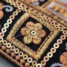 1/5 Yard Lace, 3.5cm Wide, Golden Thread Embroidered Trim, Ideal For DIY Home Decor, Clothing, Bags, Skirt Hem Decoration, Handcraft And Sewing, Also Suitable For Embroidery Bag Decoration, Beginner Friendly For Making Handbag Straps, DIY Clothing And Festival Decorations - Multicolor - View 9