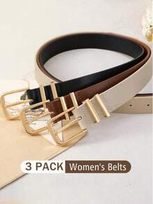 3pcs/Set Simple Design Women's Belts, Suitable For Daily Wear, Casual And Fashionable Matching, Versatile And Practical, Can Be Paired With Jeans, Dresses And Coats. - Multicolor - View 1