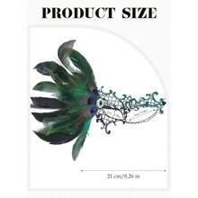 Halloween Masquerade Masks For Women - 2025 Peacock Feather Lace Mask 1920s Venetian Eyemask For Party - Đen Xanh - Xem 5