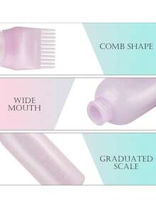 Set de 2 piezas: 1 botella rellenable para limpieza en seco/champú/tinte/permanente, y 1 cepillo masajeador de cuero cabelludo húmedo y seco 2 en 1/cepillo de champú, apto para hombres y mujeres - Morado - Ver 4