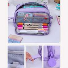 Capybara Pencil Case, Large Capacity Pencil Case, Double-Sided Opening Pencil Case, School Multifunctional Pencil Case, Pencil Case, Pencil Bag, Student Learning Supplies, Desk Storage Bag, Educational Stationery, Office Supplies Gift, Creative Pencil Case, Pencil Pouch, School Bag School Supplies, Back To School, Back To School Supplies Essentials Office Supplies Valentine's Day Gifts - Multicolor - View 9