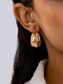 Metal Hoop Earrings - vàng - Xem 3