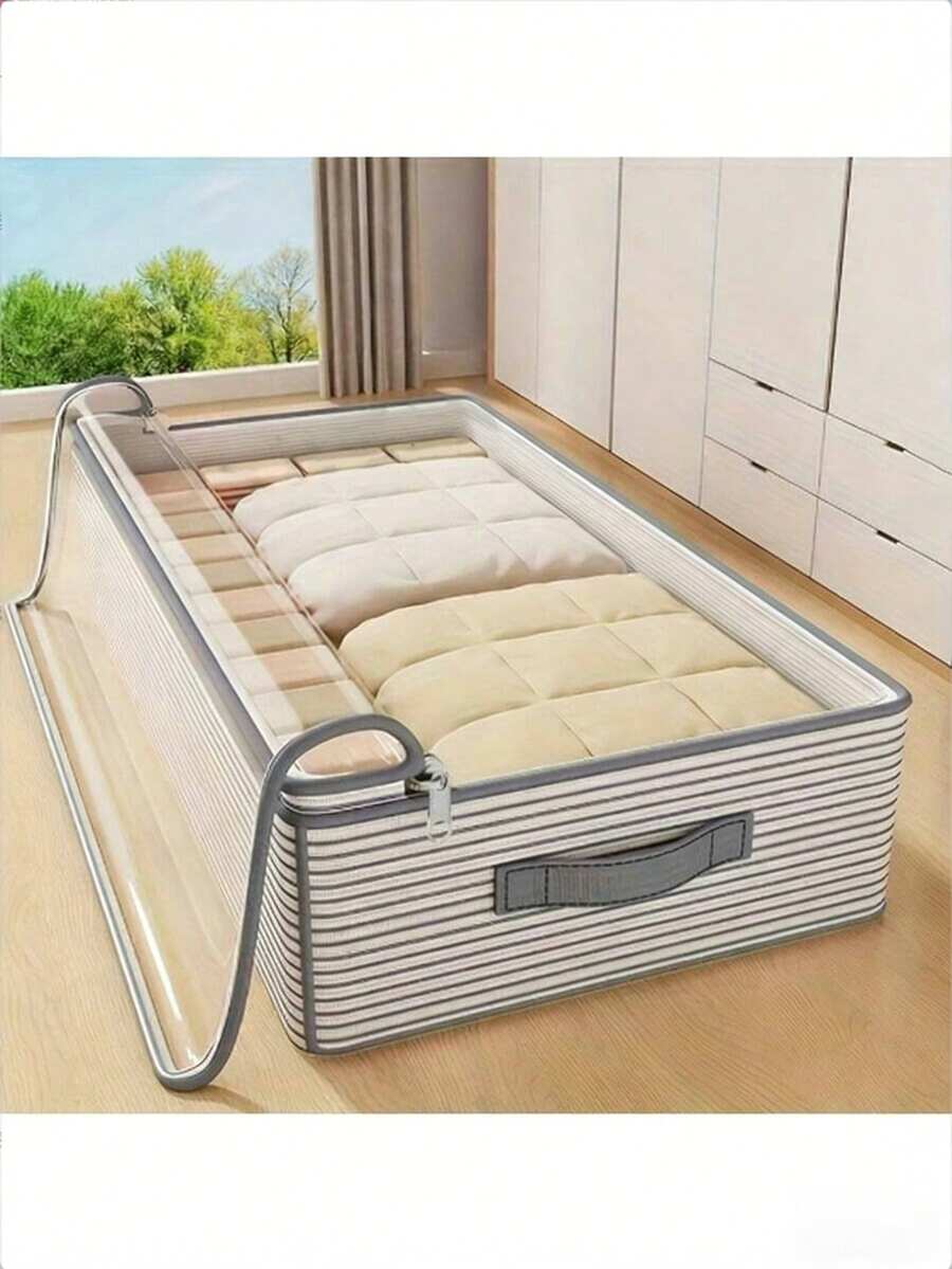 床边收纳袋、抽屉式衣柜收纳袋、布艺被子收纳方案，扁平、防尘、防潮、加厚无纺布拉链折叠收纳袋，适合秋冬夏三季收纳被子，也可用于床下收纳衣物。秋季必备，这些收纳袋是收纳被子、衣物和其他物品的理想之选。 - 彩色 - 查看 1