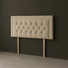 2ft6 Small Single Miami Chesterfield Velvetto Headboard 20inch - Beige - View 4