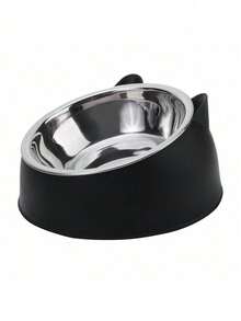 倾斜式不锈钢单碗宠物喂食器，适用于猫狗 - 促进健康消化，让喂食更舒适 - 100ml - 查看 8