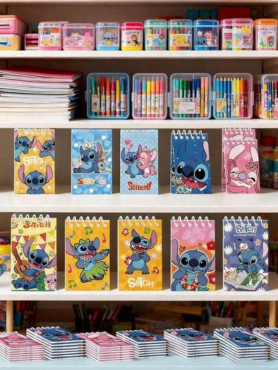 10/12 Cuadernos con diseño de Stitch, Cuadernos espirales con diseño de Stitch para uso de oficina, diarios con tema de oficina de dibujos animados, cuadernos adecuados para estudiantes y uso de oficina, regalos de regreso a la escuela, regalos de fiesta de cumpleaños, regalos de Navidad, rellenos de calcetines navideños, regalos de Navidad [se envía un patrón aleatorio], regalos para fiestas y eventos de Año Nuevo