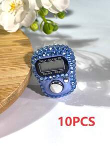 手指佩戴式水钻数字计数器，方便的钻孔设计手压计数器，适用于编织、祈祷（Tasbih）、锻炼、游戏计数和其他计数目的 - 彩色 - 查看 32