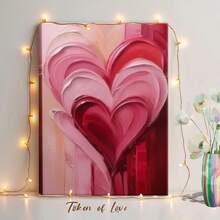 1pc Framed Wall Art, Wrapped Canvas Poster Vintage Prints, Valentine Pink, Heart Shape, Abstract Design, Paint Texture - Abstract, Abstract Art, Creative Interpretation, Smooth Texture Style, Perfect Gift Decor, Wall Art for Living Room Bedroom Office, Hanging Hardware Included - Wrapped Framed Canvas, Vertical - Lienzo enmarcado - Ver 1