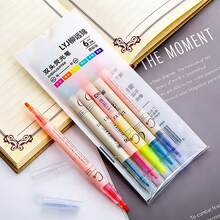 3 piezas/6 piezas Bolígrafos resaltadores de doble punta coloridos, bolígrafos marcadores de doble punta para grafiti, bolígrafos de diario de grafiti para estudiantes, bolígrafos de acuarela oblicuos, regalos de vuelta al colegio, artículos esenciales de vuelta al colegio - Conjuntos - Ver 3