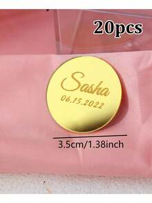 1/10/20 pièces Étiquettes rondes personnalisées en miroir, 3,5 cm, Or/Or rose/Argent. Étiquette de baptême, Étiquette miroir pour chocolat, Nom de bébé, Cartes de placement de mariage personnalisées, Étiquettes en miroir acrylique gravées de noms pour table, Pour anniversaires, Pour anniversaires, Mariages, Pour pendaison de crémaillère - Multicolore (3,5*3,5 cm rond) - Voir 13