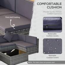 Outsunny 7-Piece Patio Furniture Set, Outdoor Wicker Conversation Set, All Weather PE Rattan Sectional Sofa Set With Cushions And Tempered Glass Top Coffee Table, Pillows, Gray - 灰色 - 查看 5