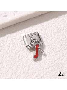1/5/10 Pcs Cute Cartoon Design Ladybug, Donut, Swan, High Heel, Star, Ice Cream Pendant Series, Italian Modular Bracelet Charms - DIY Jewelry Making Accessories - Multicolor - View 19