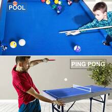5-In-1 Multi-Functional Gaming Table, 54-Inch Foldable Portable Sports Arcade Game Set With Accessories, Mini Ping Pong Table, Foldable Gaming Table, Air Hockey Table, Pool Table Combination, Suitable For Indoor And Outdoor Use - 藍色 - 查看 4