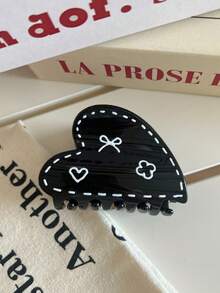 1个/6个装休闲亚克力心形发爪夹，2026新款，适合海滩、旅行、派对、度假、返校等场合，甜美发夹 - 彩色 - 查看 10