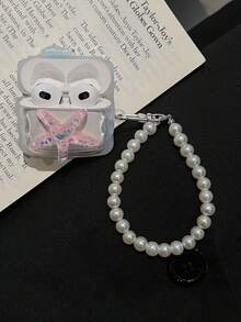 1pc Bluetooth Earphone Case, 3D Pink Starfish & Blue Seashell Design + Pearl Pendant, Square Protective Cover Suitable For AirPods Pro/Pro2/1/2/3/4 - Multicolor - View 13