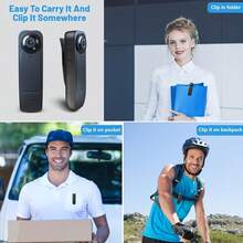 1 camera đeo người 1080P 64GB - Camera kẹp nâng cấp, phát hiện chuyển động, tầm nhìn ban đêm, dùng để chứng minh công việc, giao hàng, du lịch. - màu đen - Xem 7