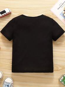 T-Rex Dinosaur Christmas T-Shirt With T-Rex Graphic And Colorful X-MAS Lights, Black Tee With White Dinosaur For Christmas Parties, Casual Wear - Machine Washable 'Dinosaur Outfit For Year-Round Fun (Regular Fit) - 黑色 - 查看 2