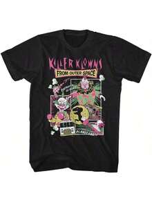 Killer Klowns From Outer Space Movie Collage Destroyer Of Humans Men's T Shirt. - màu đen - Xem 1