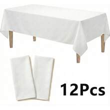 Premium Thickened Disposable Tablecloth Rectangle 54" X 108", Waterproof Oil-Proof Plastic Table Cover, Easy Cleanup Party Supplies For Dining, Camping, Holiday & Outdoor Events - Available In 2-12 Packs - trắng - Xem 10