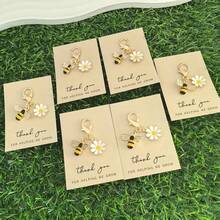 Thank You Card Flower Daisy Keychain Pendant Bag Decoration Small Postcard Employee Appreciation Encouragement Blessing Close Friends - 黃色 - 查看 4