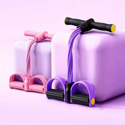 6条装弹力瑜伽阻力带 - 紫色PVC材质，适用于全身锻炼、核心肌群训练、手臂和腿部练习、划船练习以及搭配健身器材使用 - 紫色和粉色可选。是运动、健身房和居家锻炼的理想之选。产品类别：健身配件、弹力健身带、减肥辅助用品、普拉提器材、阻力带。