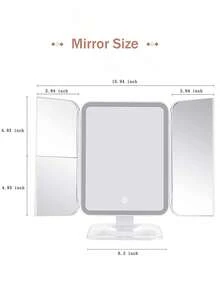 LED化妆镜，带触摸屏，3种灯光模式，可折叠便携支架，3倍/2倍放大，桌面化妆镜，适用于客厅、卧室、浴室、家居装饰、旅行、婚礼、派对、生日，是送给男士、女士、朋友、老师、新年等场合的理想礼物。 - 白色 - 查看 3