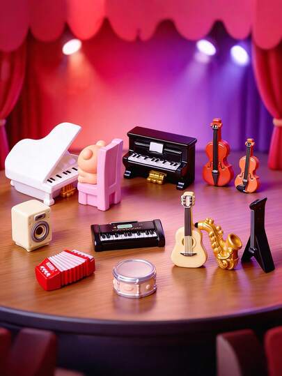 11 st miniatyrfigurer i harts med västerländska musikinstrument, fina och utsökta designer inklusive piano och fiol, lämpliga för mikrolandskap, rumsdekor, skrivbordsprydnader, ger mysiga och helande vibbar till ditt dagliga liv