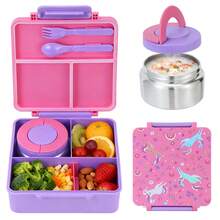 Christmas Bento Box With 8oz Soup , Leak-Proof Lunch Box, 4-Compartment Design, Insulated For Hot & Cold, Suitable For School, Travel, Home Decor, New Year Gift - Multicolor - View 11