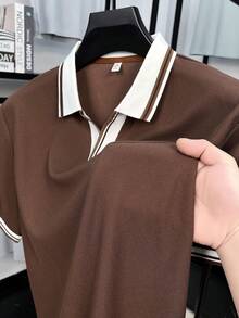 Áo Polo nam công sở, tay dài, cổ chữ V, thích hợp mặc đi làm hoặc các dịp thường ngày. - Cà phê nâu - Xem 3