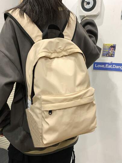 The New Men's Nylon Solid Color Small Casual Backpack Is Suitable For Elementary School Students, Classes, And Men's And Women's Backpacks. It Is Lightweight, Breathable, Wear-Resistant, And Water-Resistant For Short Outdoor Trips. The Storage Bag At The Back Of The Backpack Has A Zipper Closure Design. It Is A Fashionable, Casual, Lightweight, And Multifunctional Men's Small Backpack Suitable For School, Commuting, And Other Scenarios