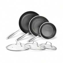 TIROTO 304 Stainless Steel 6pcs Frying Pan Set, 7.87/9.4/11 Inch Non-Stick Pan With Lid, Honeycomb Design, Home Cooking Pan, Induction Cooker, Electric Ceramic Stove And Kitchenware - Six piece set with lid - 查看 8