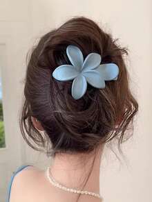 4件套女士纯色芙蓉花发夹，优雅简约设计，用途广泛，适合日常、休闲、派对、海滩、度假、发型设计、洗头、化妆等场合，时尚百搭，四季皆宜。 - 彩色 - 查看 2