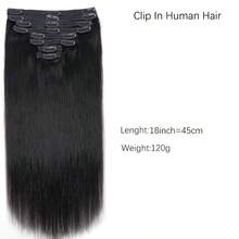 直发夹式真人发接发片 8 片/套 双层缝制 18 个夹子 直发接发片 18-26 英寸 适合所有种族女性佩戴 - 彩色 - 查看 16