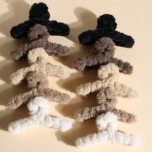 5/6/8/10pcs Oversized Plush Hair Claw Clips, Simple & Comfortable Slouchy Chic Hairstyle Accessories, Suitable For Commute, Casual, Vacation, Fashion Hair Clips Fall Fashion Hair Claw Autumn Hair Accessories Fuzzy Hair Clutch Elegant Clips For Hair - Multicolor - View 13