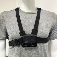 可调节涤纶胸带，适用于 GoPro 和智能手机 - 多功能 Vlog 和户外直播，配有安全带，适合骑行和钓鱼 - 黑色 - 查看 6