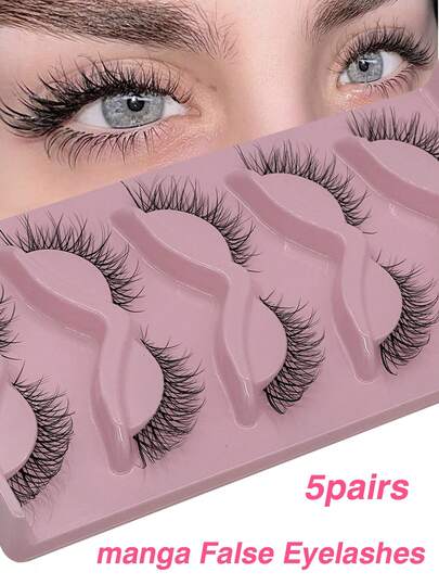 5 pares de pestañas postizas transparentes y esponjosas con efecto de ojo de gato/zorro en 3D, pestañas distintivas, aspecto natural, suaves y rizadas, extensión de pestañas, esquina exterior alargada, pestañas dramáticas, reutilizables para uso diario y citas