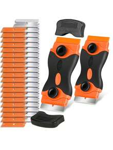 2-In-1 Plastic/Metal Blade Scraper, Plastic Scraper Tool With Metal And Plastic Blades, Suitable For Cleaning Cars, Windows, Glass, Wood, Kitchen Utensils, Scratch-Free - Multicolor - View 12