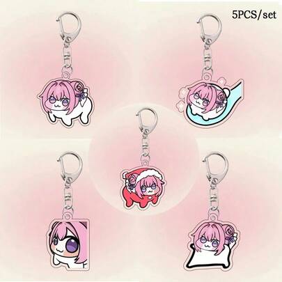 5件套亚克力钥匙扣吊坠 动漫胜利女神：NIKKE Cosplay角色装饰、收藏礼物、节日礼物