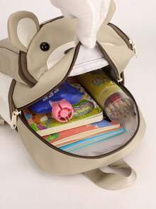 卡通图案儿童背包，适合作为送给儿子或女儿的返校礼物 - 卡其色 - 查看 10